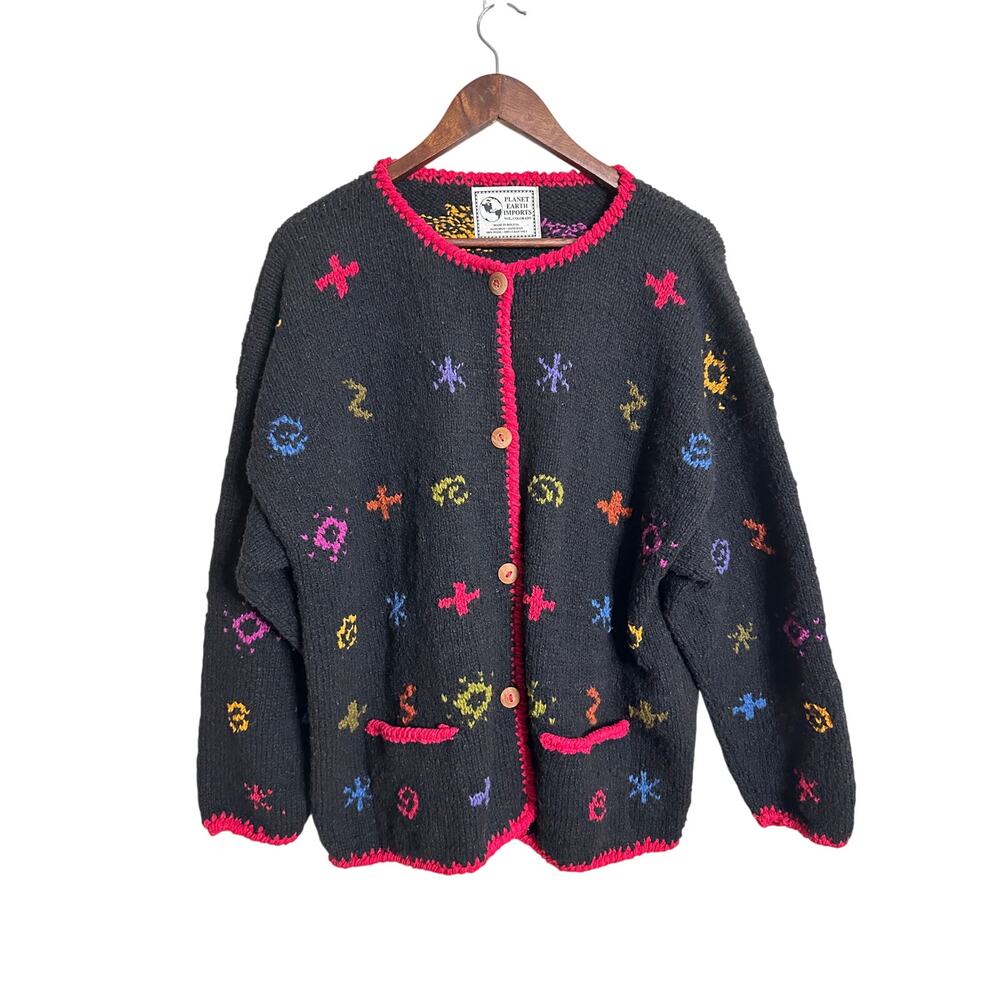 Planet Earth Imports 100% Wool Hand Embroidered Cottagecore Whimsical L/XL